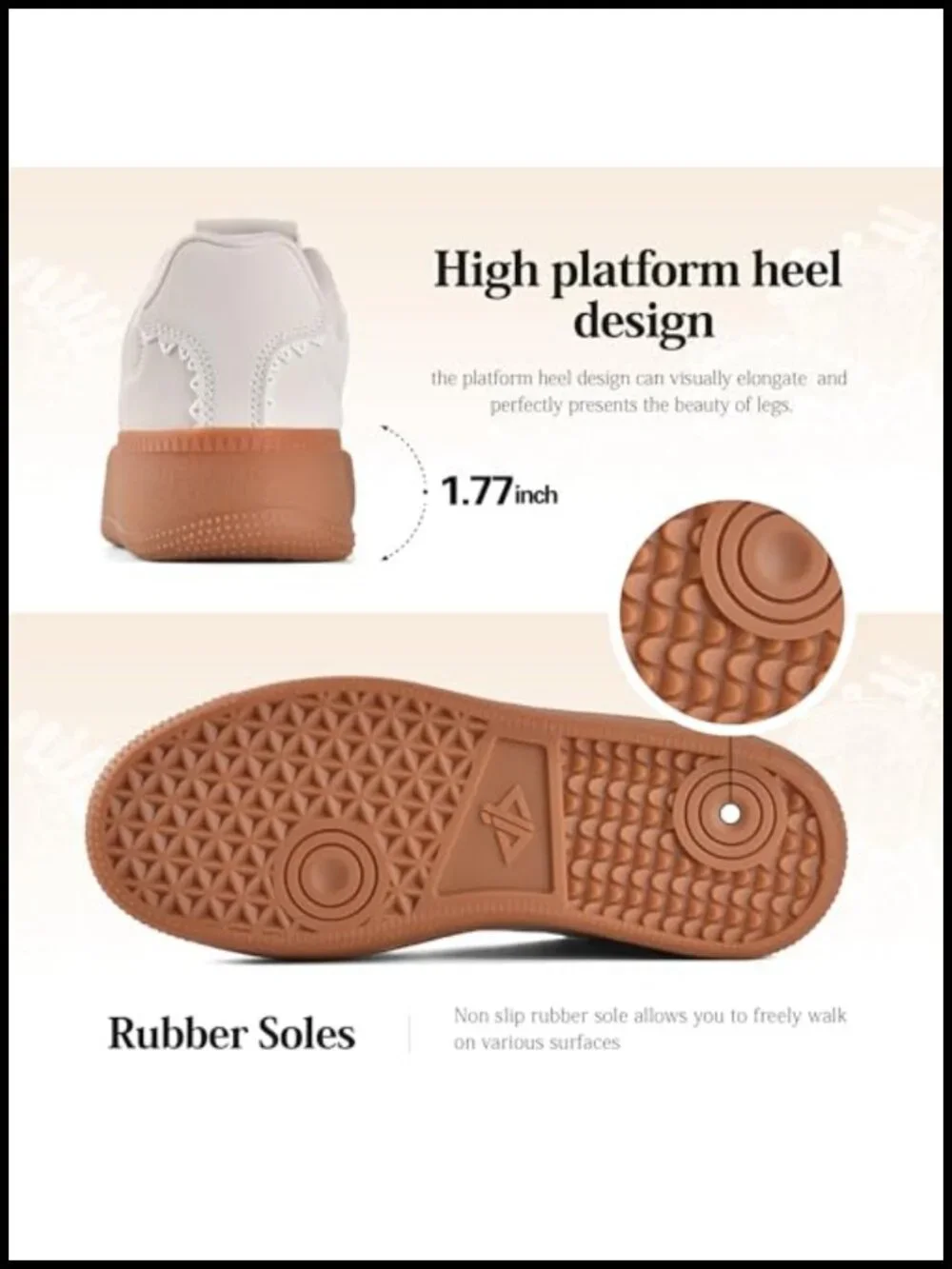 Lace-Up Chunky Platform Sneakers with Arch Support Memory Foam Sole